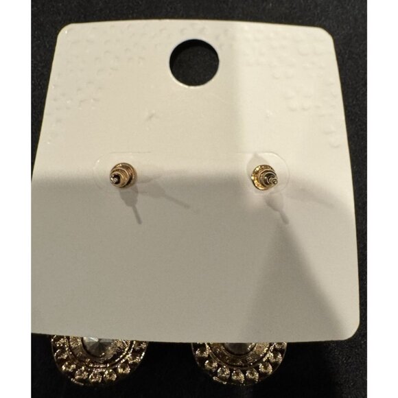 Mint Faux Crystal Gold Rhinestone Earrings Party Wedding Cruise NEW - Picture 5 of 6